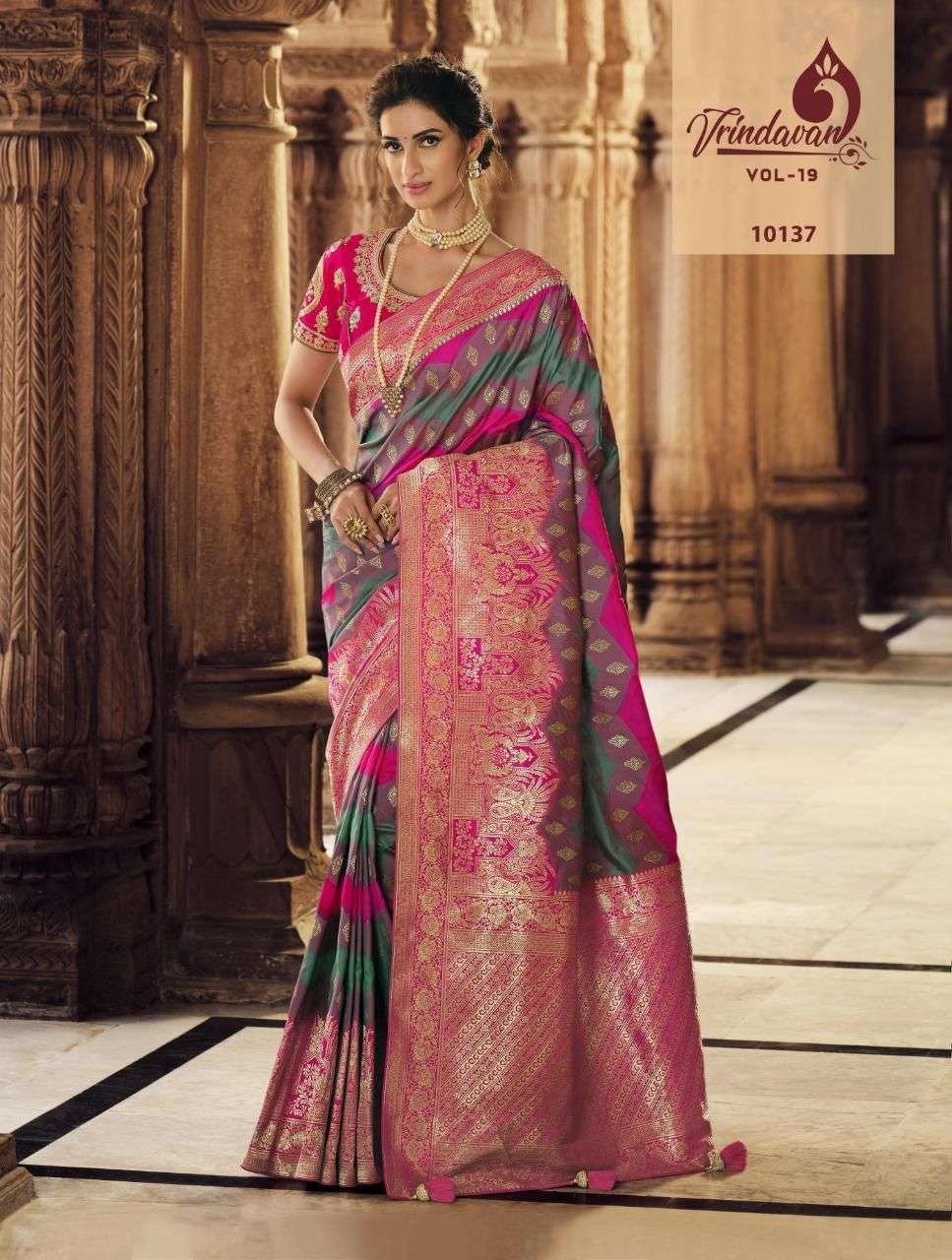 royal vrindavan vol 19 series 10127-10141 silk saree collection