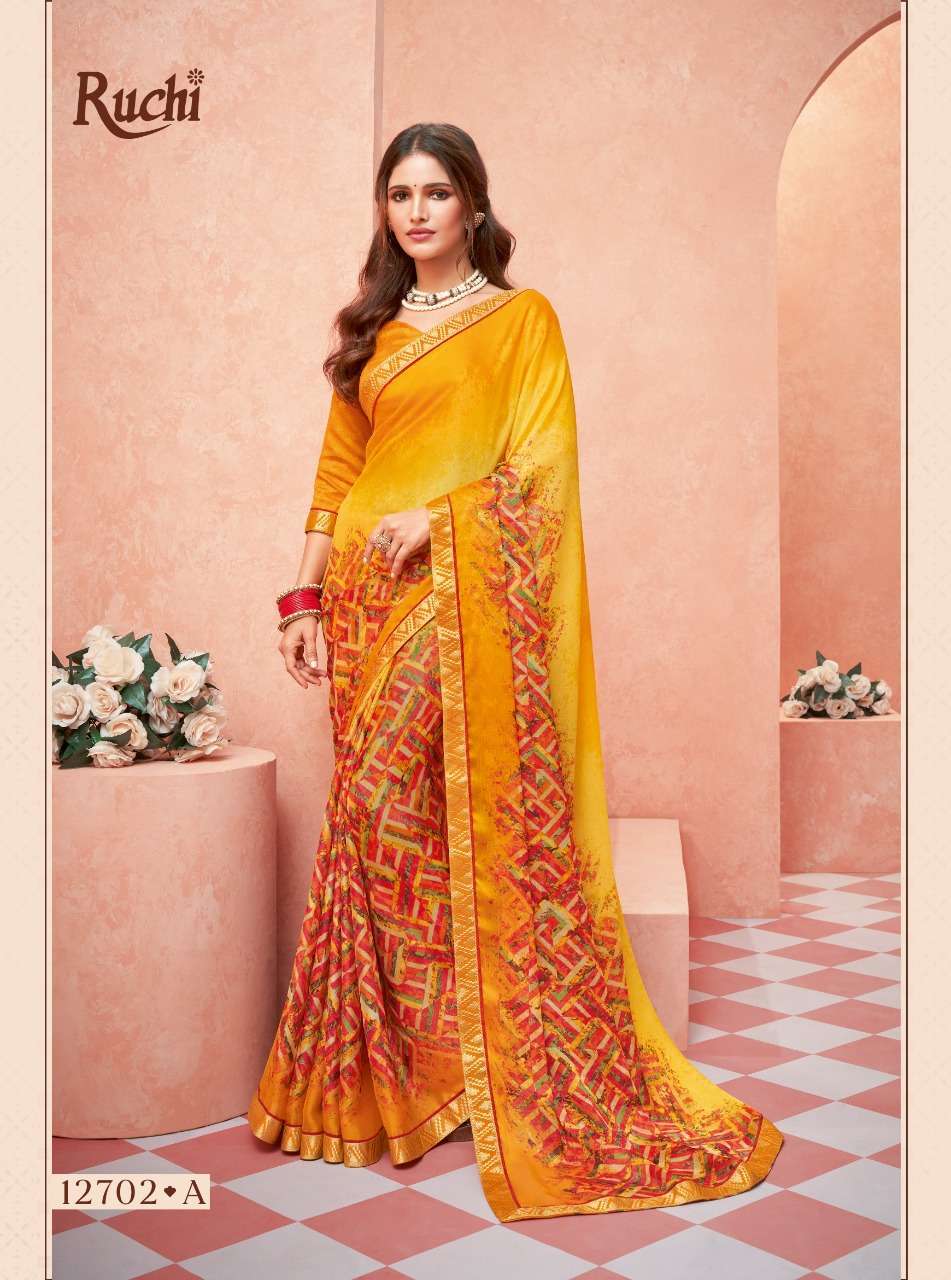 ruchi shringar series 12701-12706 silver chiffon saree