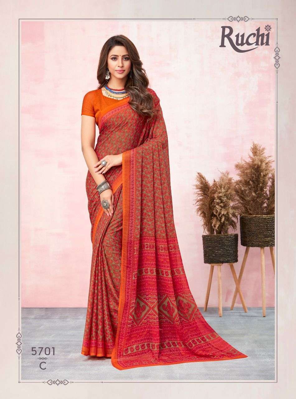 ruchi star chiffon vol 57 series 5701-5705 chiffon saree