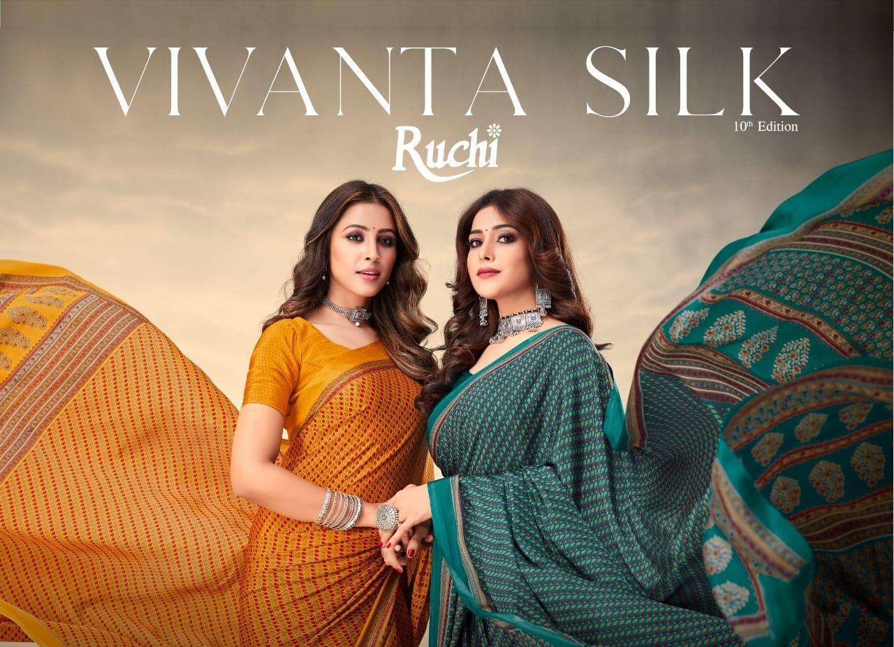 ruchi vivanta silk vol 10 series 14501-14507 Silk Crepe saree