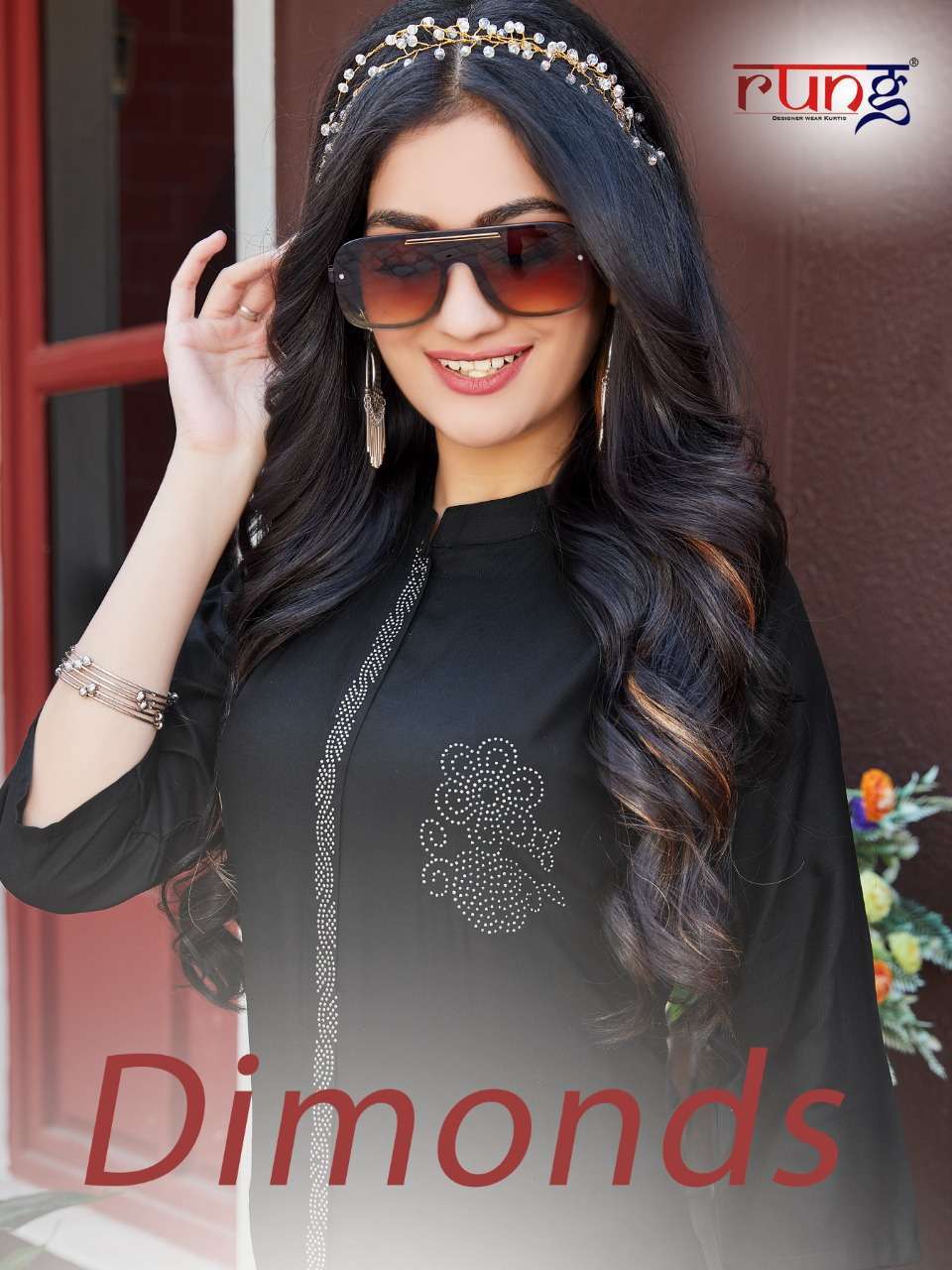 rung diamond series 01-10 heavy rayon kurti with diamond work 