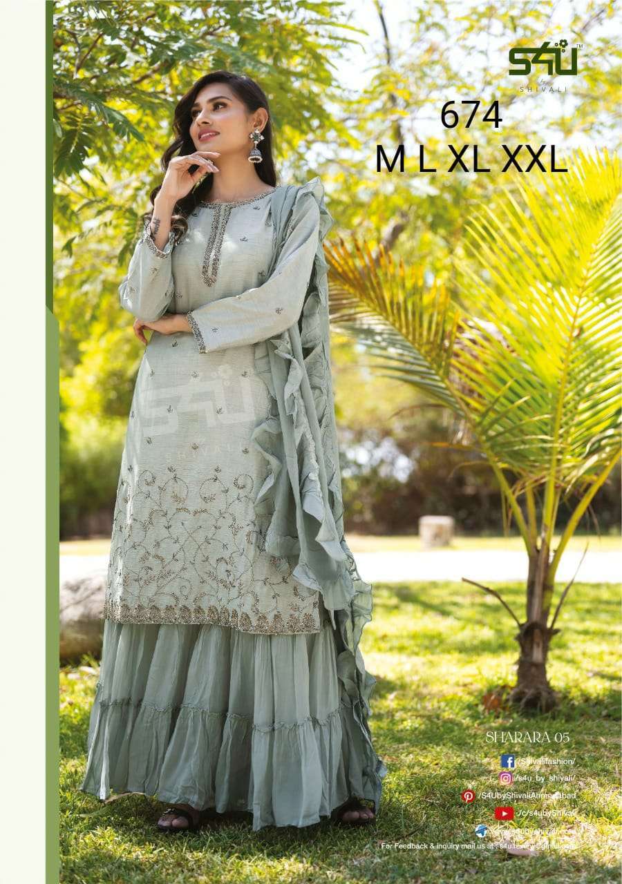 s4u 674 exclusive readymade combo set of sharara dresses