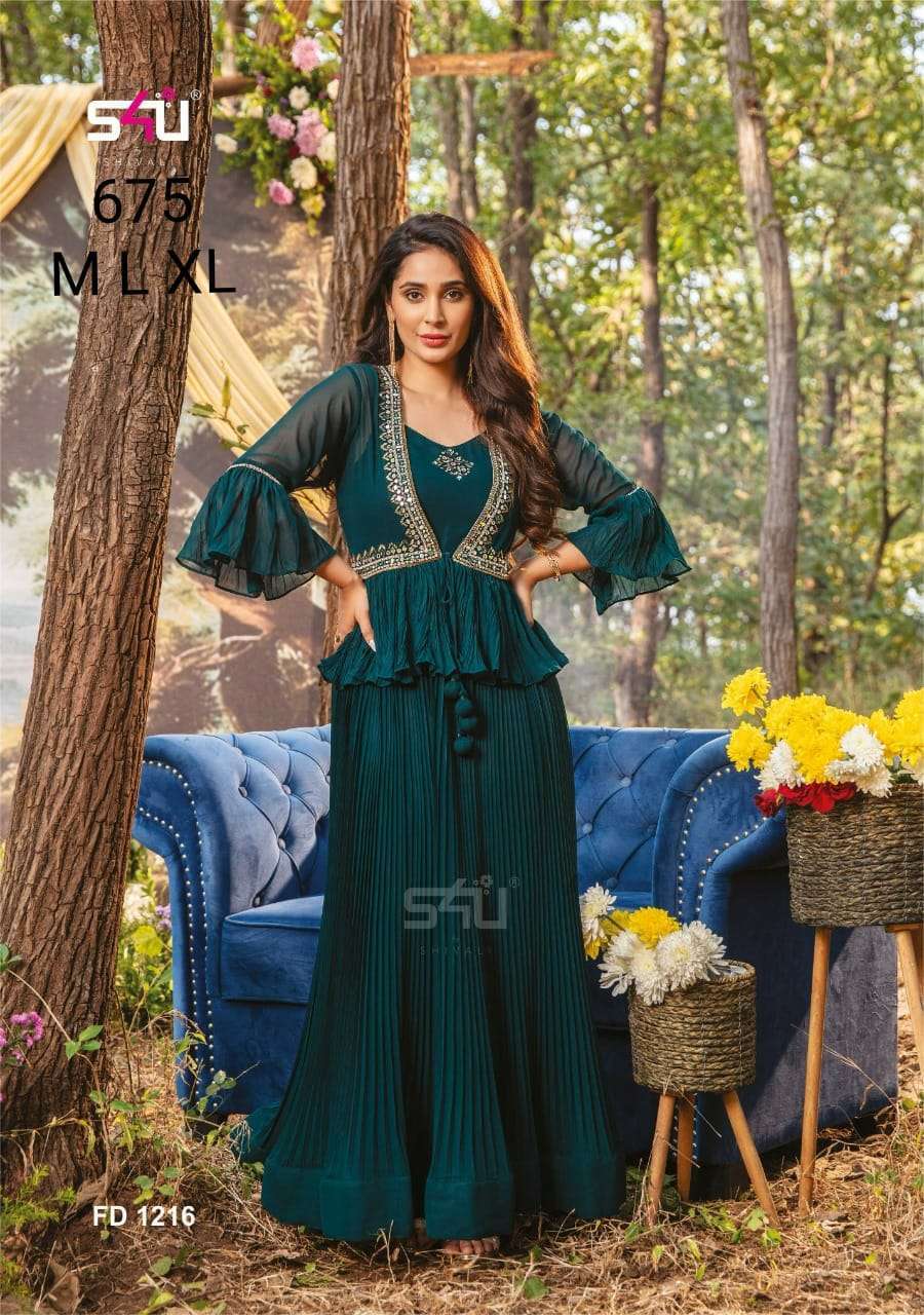 s4u 675 indo western combo set of fancy readymade dresses supplier
