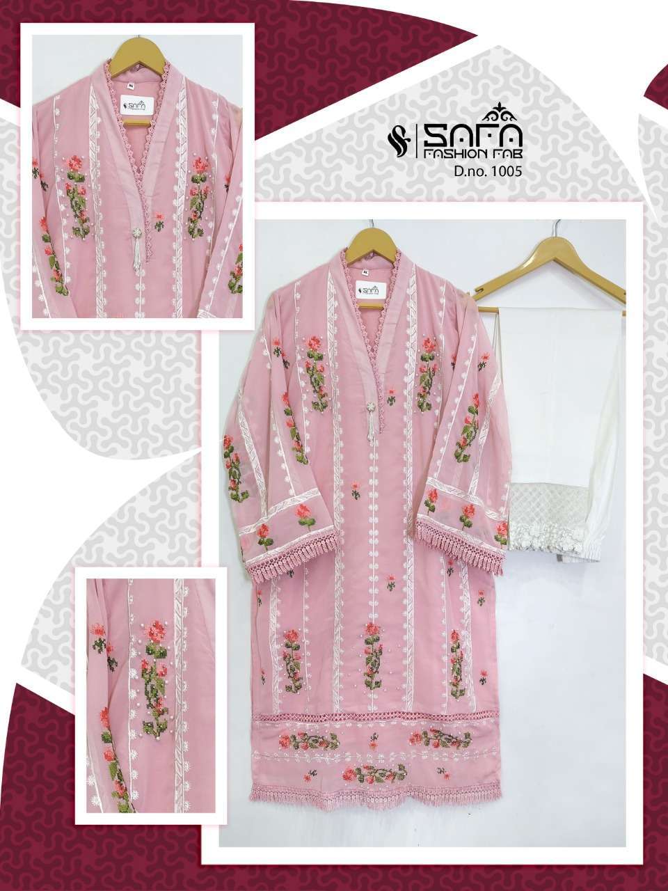 safa fashion sf 1005 georgette Embroidered Tunic with Sleeves paired