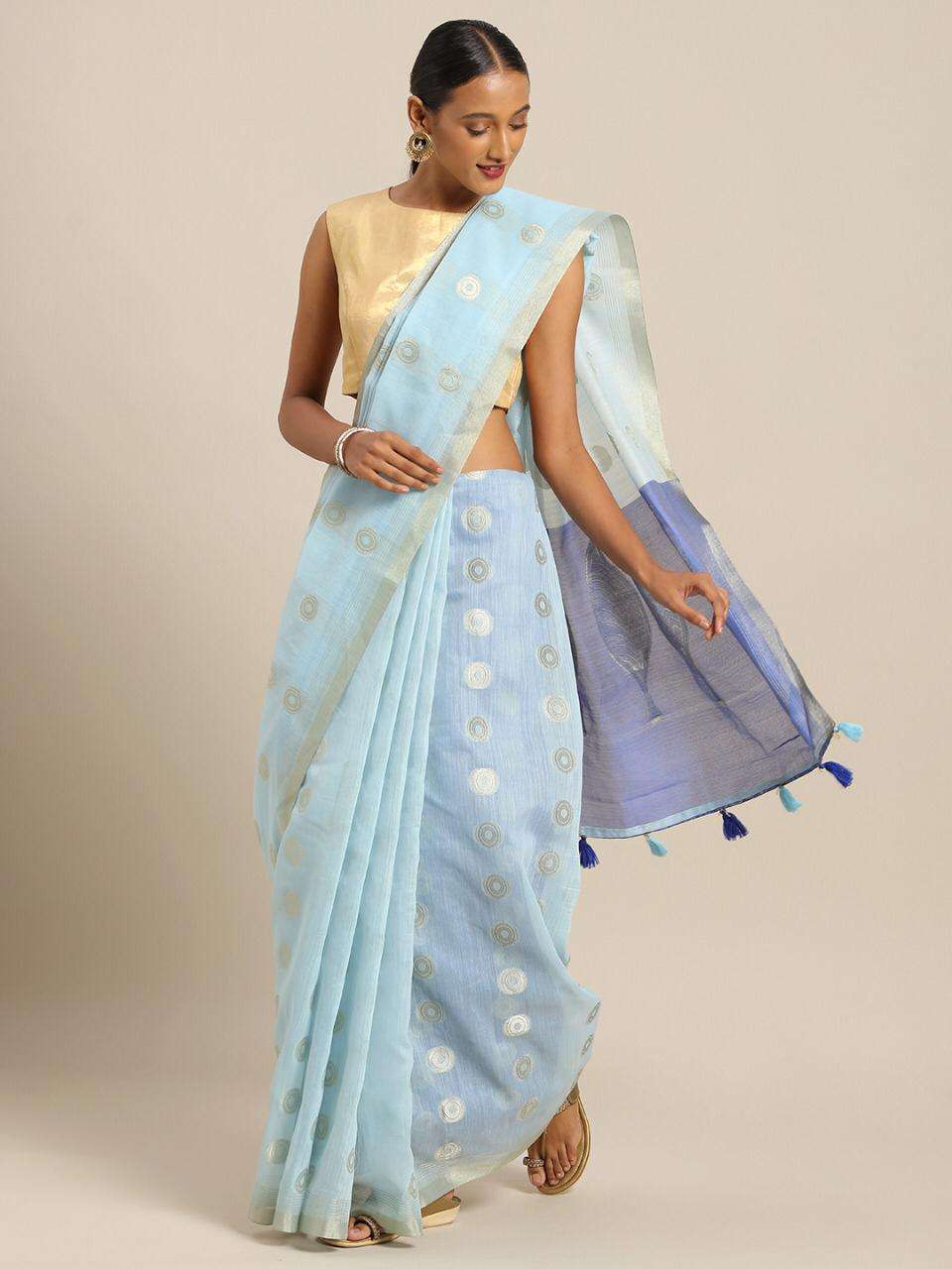 Sangam prints Linen Weaves Linen Uniform Saree 