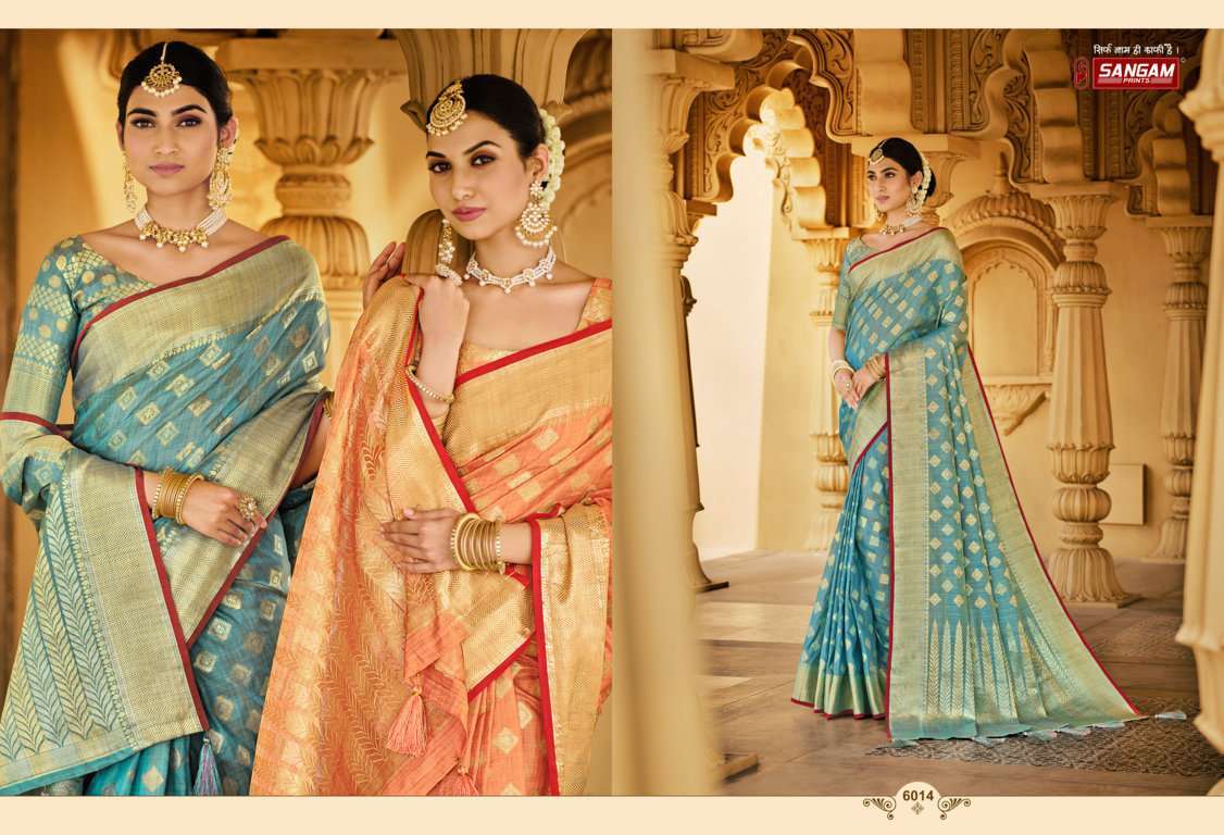 sangam prints nykaa silk series 6009-6014 cotton tassel saree