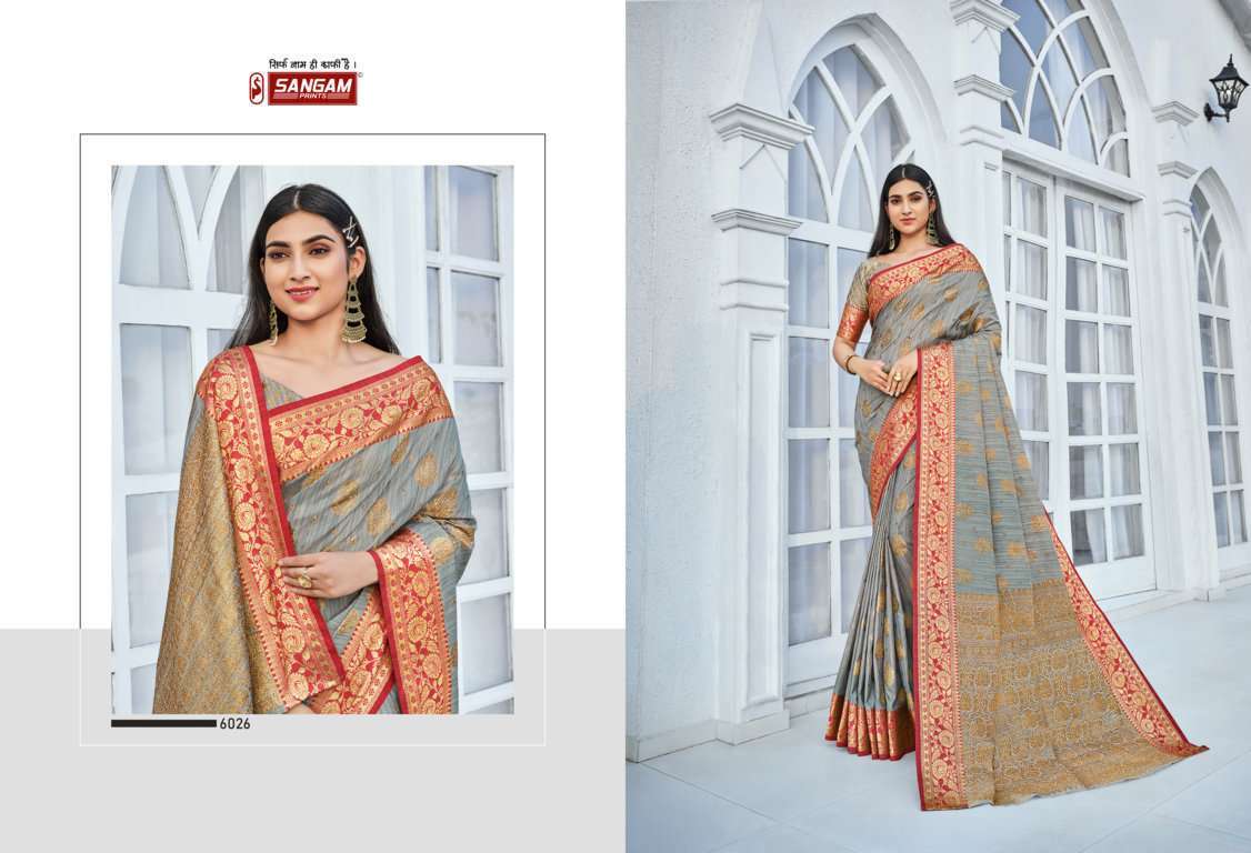 sangam prints pranavi silk series 6021-6026 cotton handloom saree