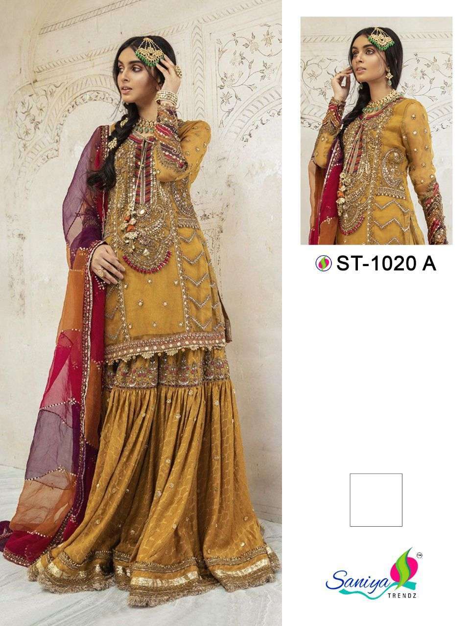 saniya trendz st 1020 faux georgette with heavy embroidery sequins work suit
