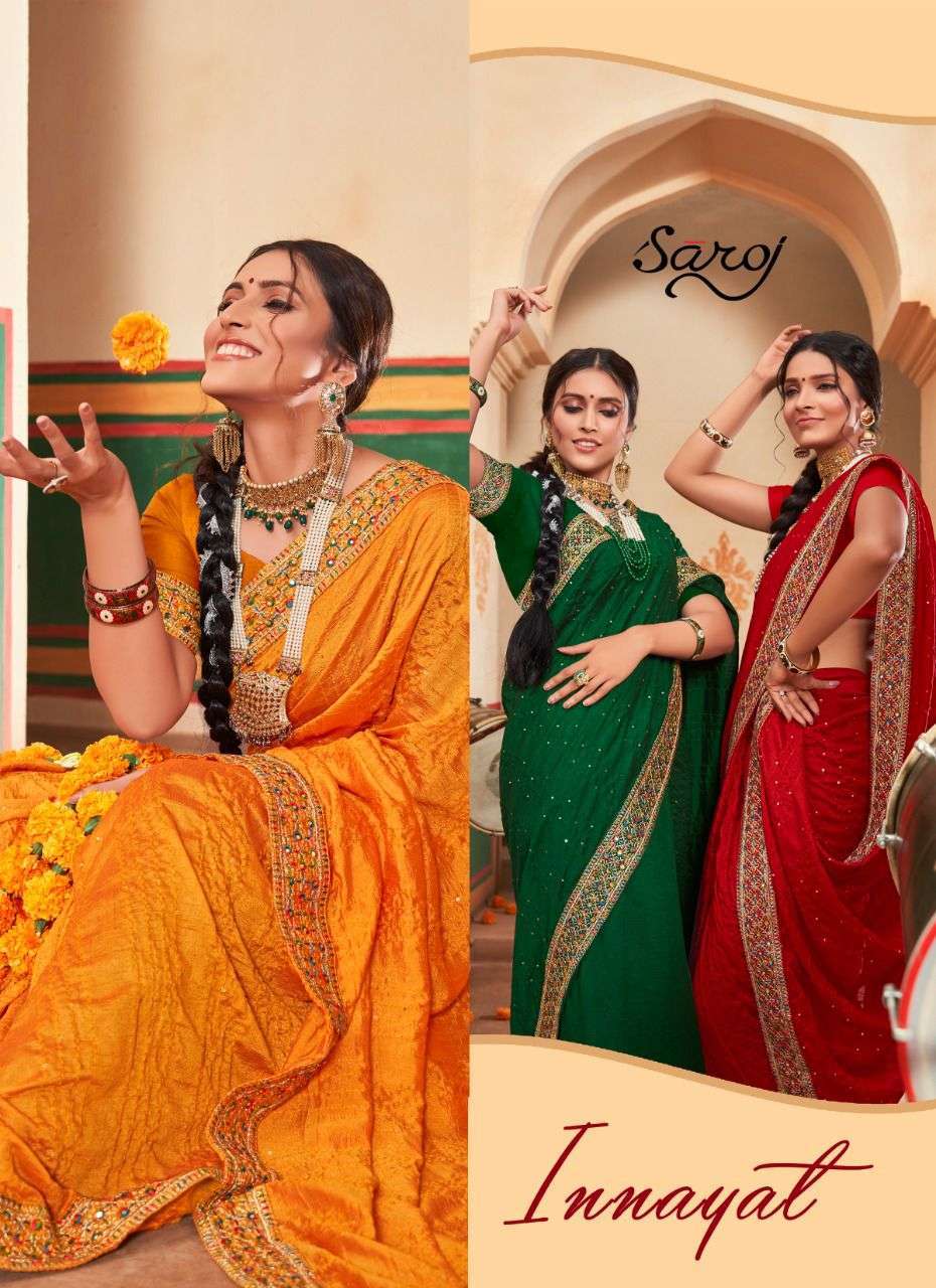 saroj innayat series 249001-249006 Soft Vichitra Silk saree