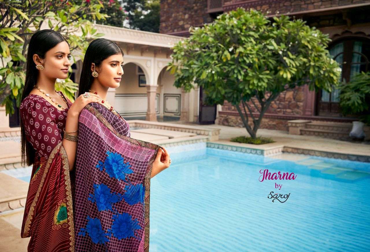 Saroj jharna series 1001-1010 printed renial saree 