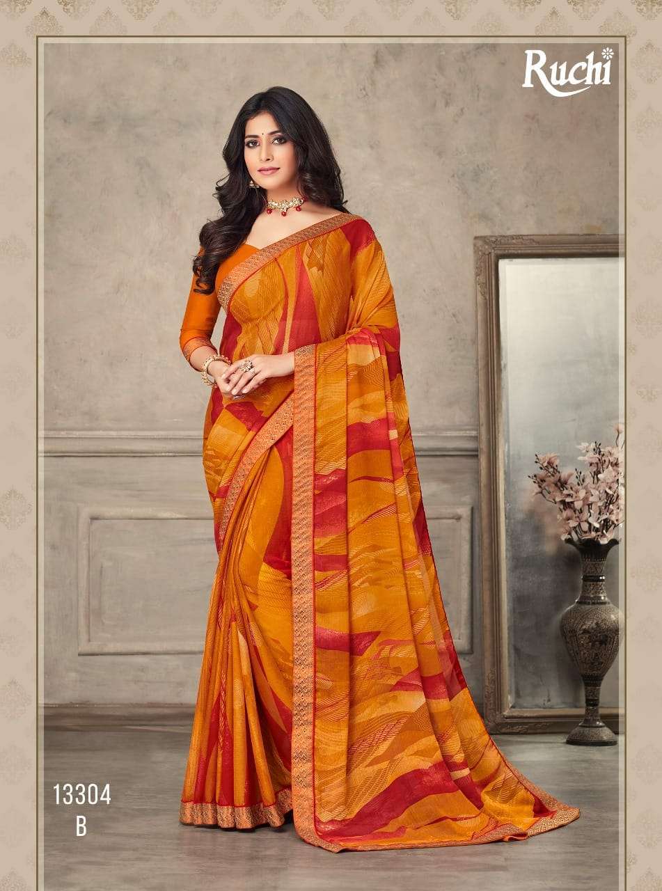 SAVERA BY RUCHI CHIFFON SAREE WITH BANARASI ATTACHED BORDER COLLECTION