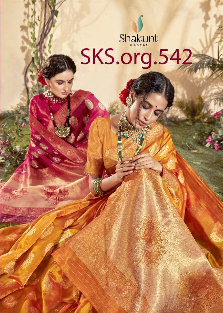 shakunt sks org 542 series 14501-14506 organza saree