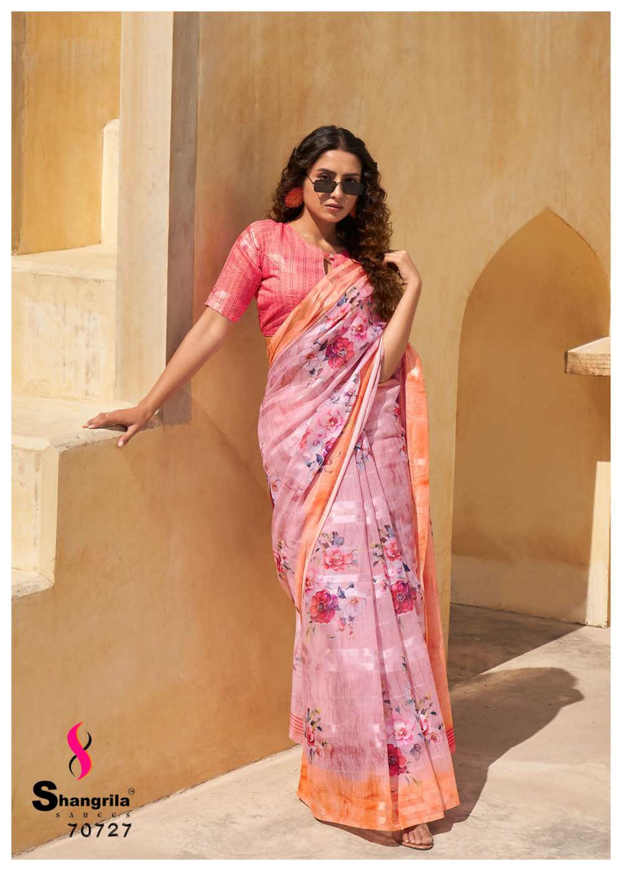 SHANGRILA SANTORINI VOL 3 WEAVING LINEN PRINTED FANCY SAREES