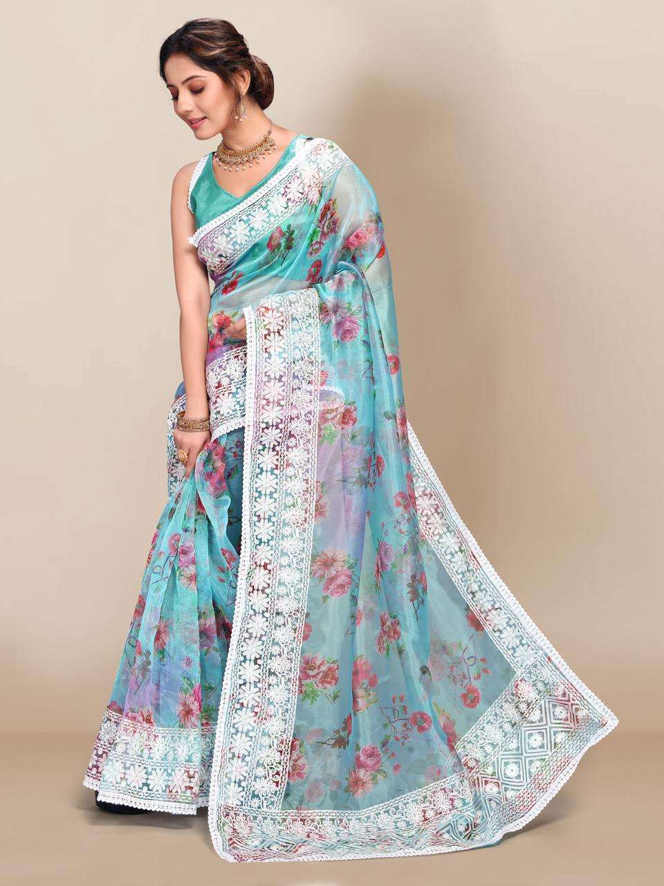 Slyvie Organza sarees best rates deals