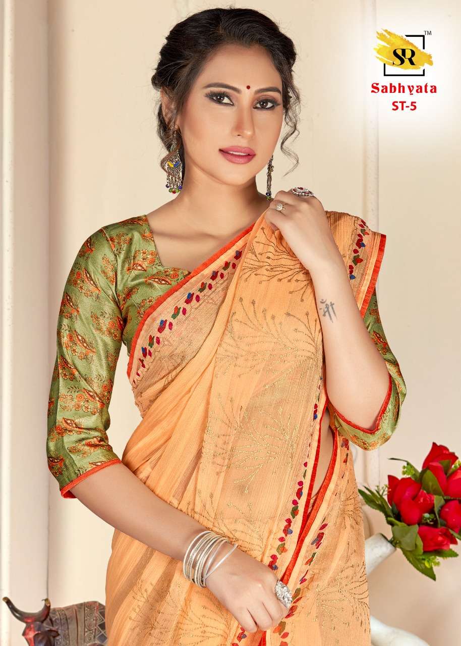 SR SABHYATA DESIGNER PURE CHIFFON SAREE 