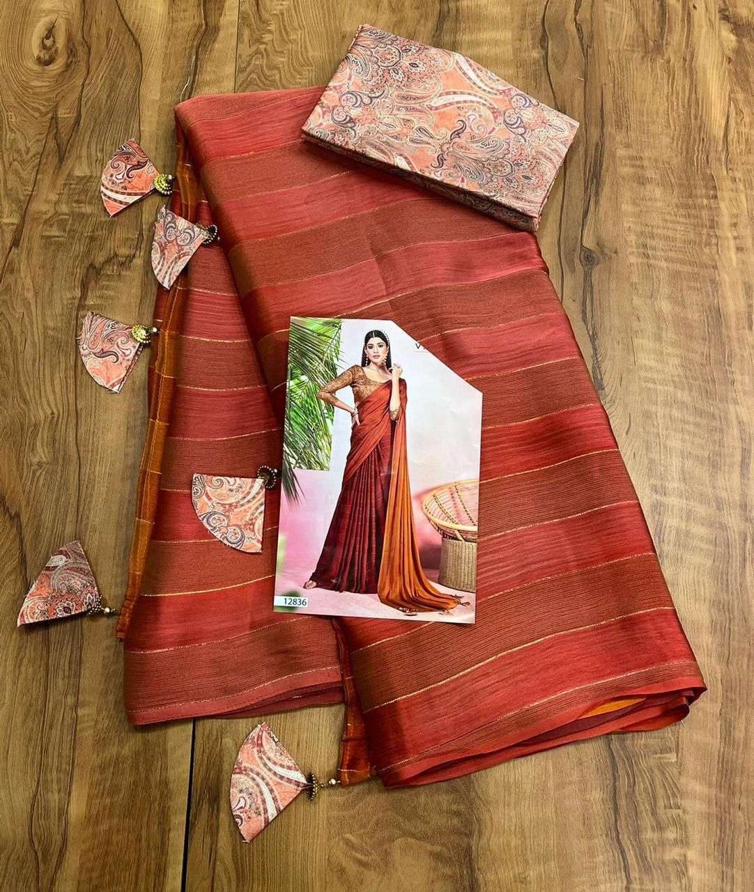 TRIVENI SURILI DESIGNER RAINBOW CHIFFON SAREE WITH SATIN PATTA