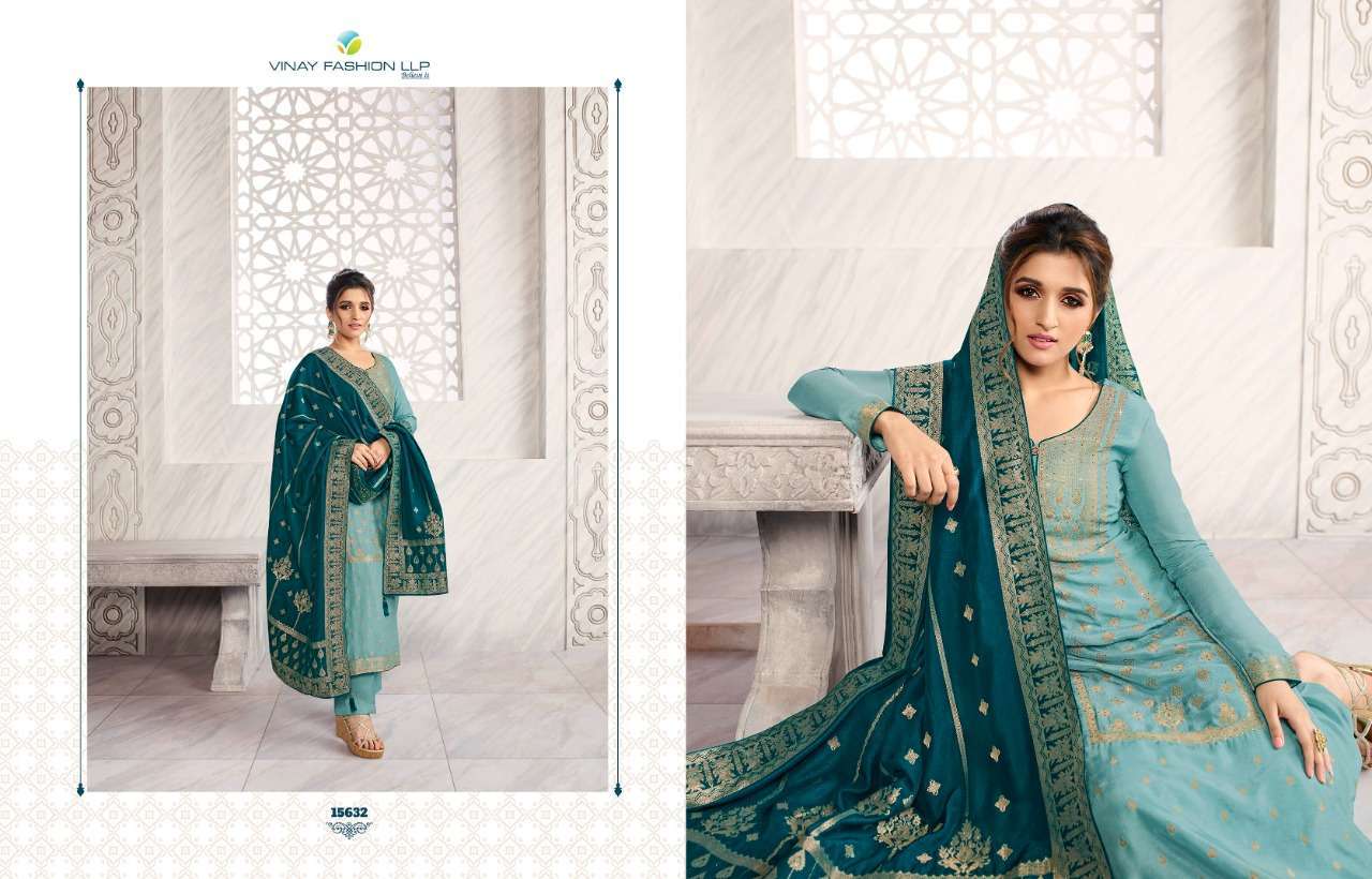 vinay zardosi vol 2 hit list series 15631-15634 pure dola jacquard suit 