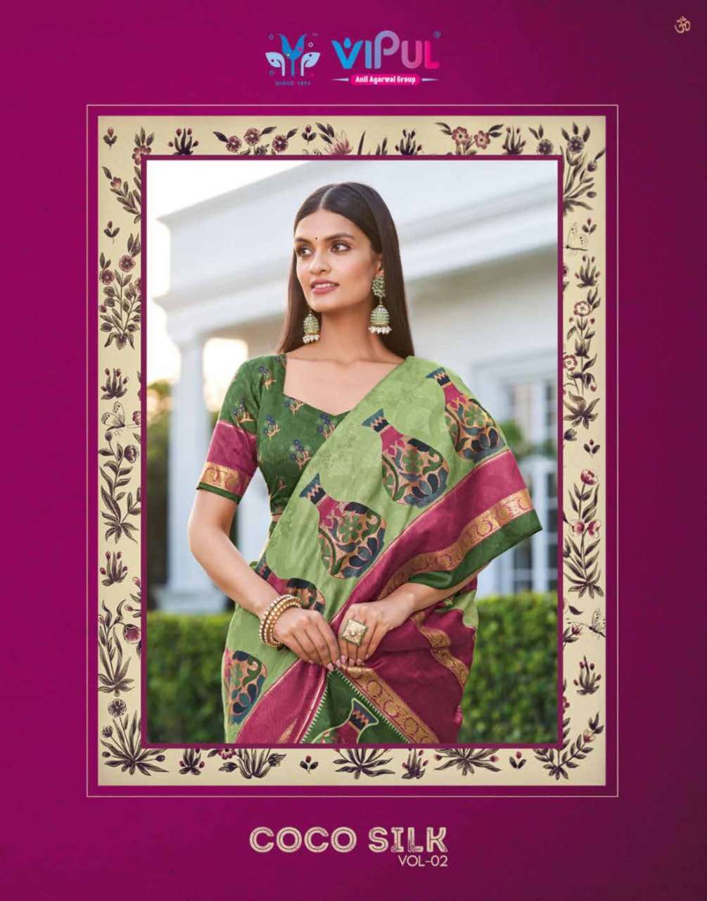 vipul coco silk vol 2 series 52506-52517 jacquard silk with foil saree