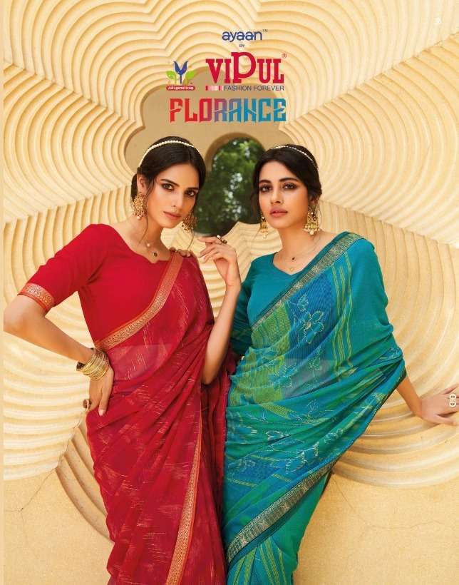 vipul florence series 48708-48719 georgette with foil print saree