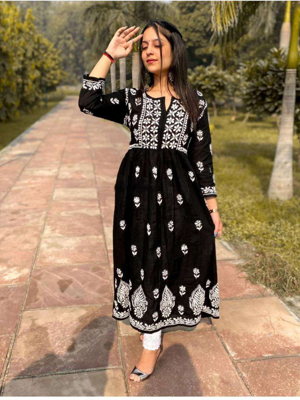 X-LADY ANARKALI DESIGNER PREMIUM RAYON COTTON KURTI WITH BOTTOM