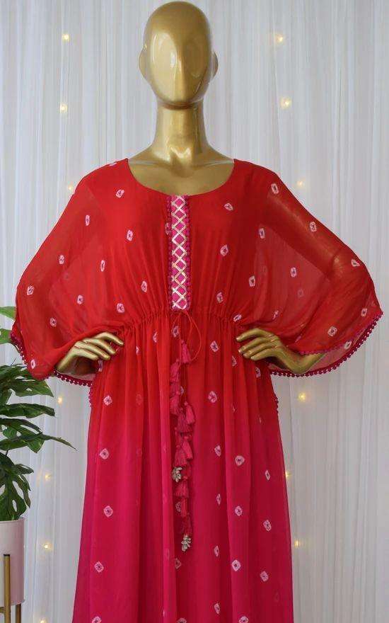 X-LADY LOVE RED KAFTAN DESIGNER GEORGETTE KAFTAN