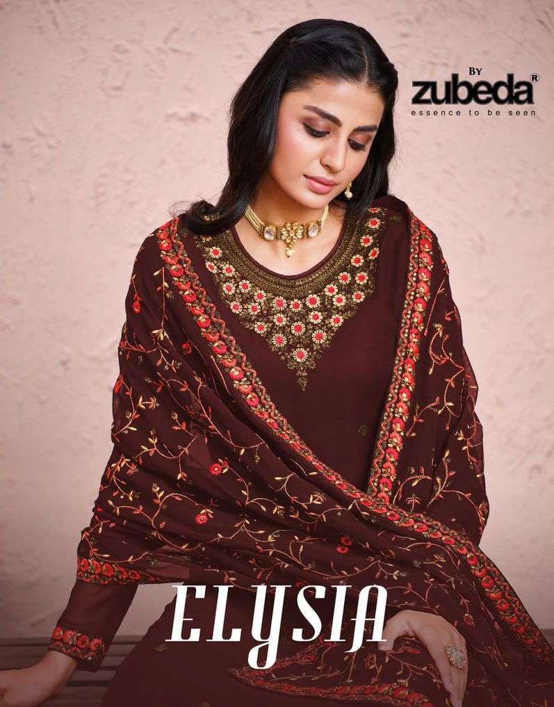 zubeda elysia series 201-204 georgette with embroidery work suit 