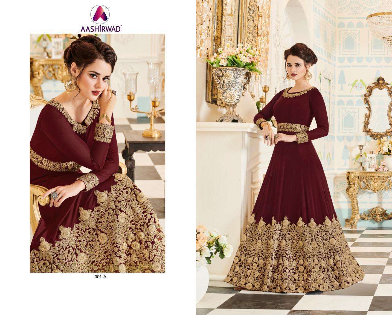 Aashirwad Veeda Gold series 001 Real Georgette suit