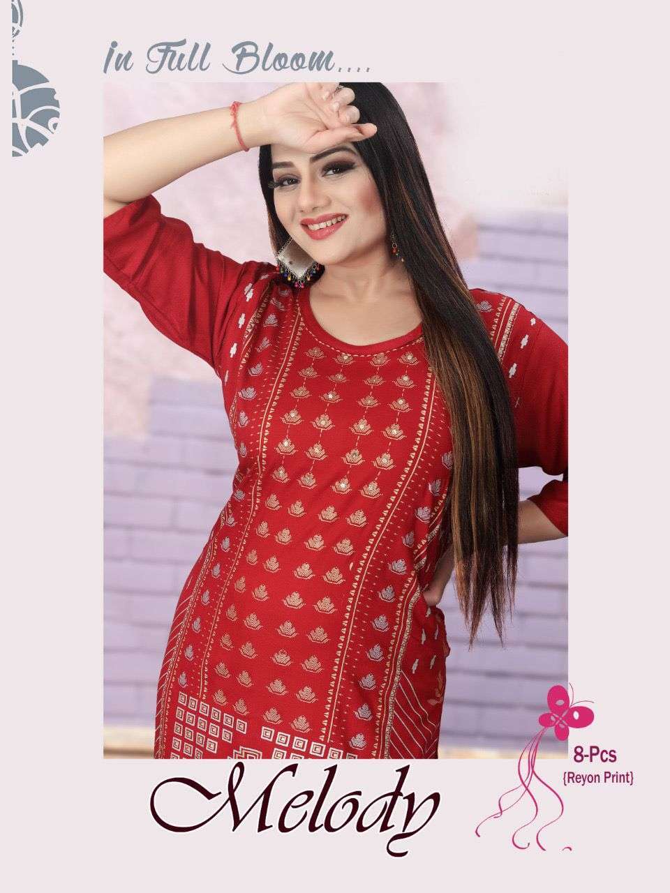 akhand jyot melody series 001-009 pure rayon 14 kg kurti 