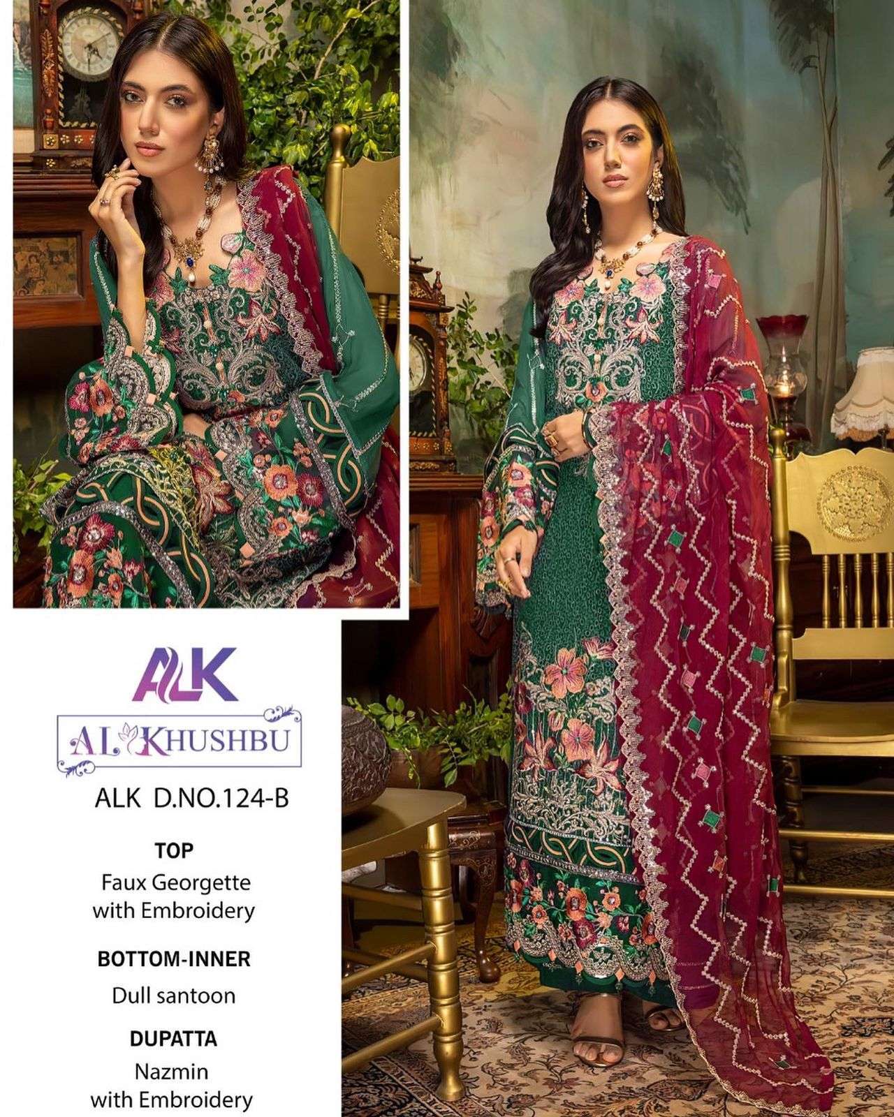 al khushbu alk 124 colors georgette embroidery pakistani dresses