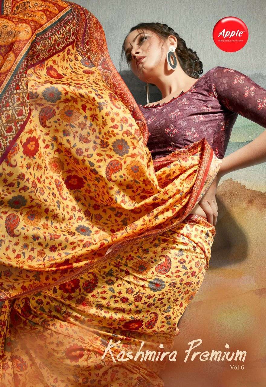 apple kashmira premium vol 6 series 601-608 pashmina silk digital print saree