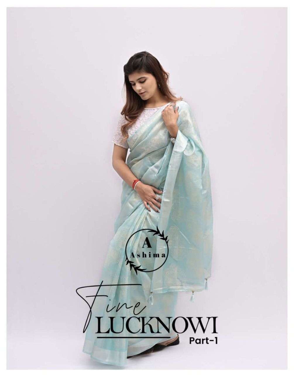 ashima fine lucknowi part-1 series 801-808 fine georgette saree