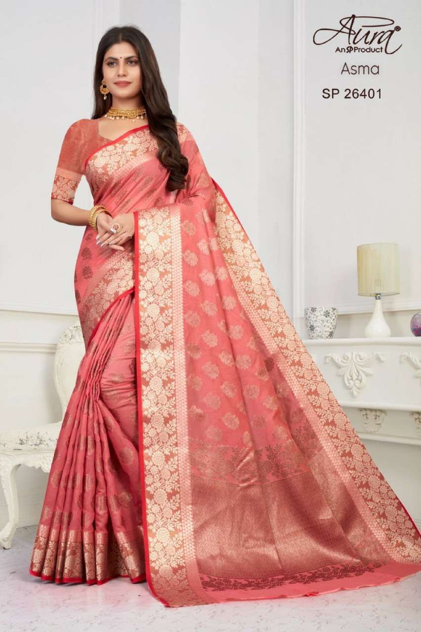 aura asma series 26401-26406 chanderi cotton saree