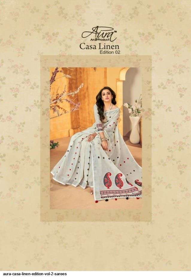 aura casa linen vol 2 series 20301-20602 Linen Butta saree