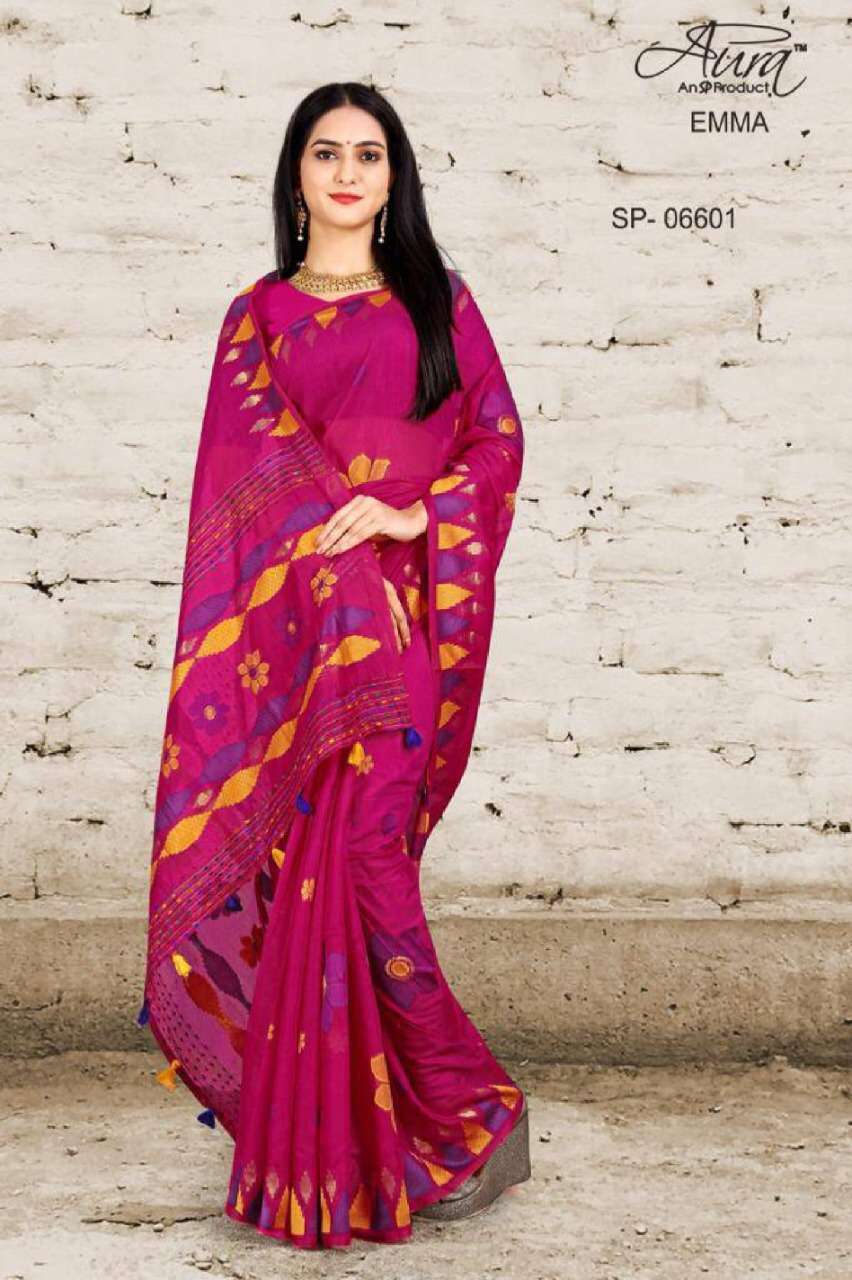 aura emma series 06601-06608 Soft Cotton saree