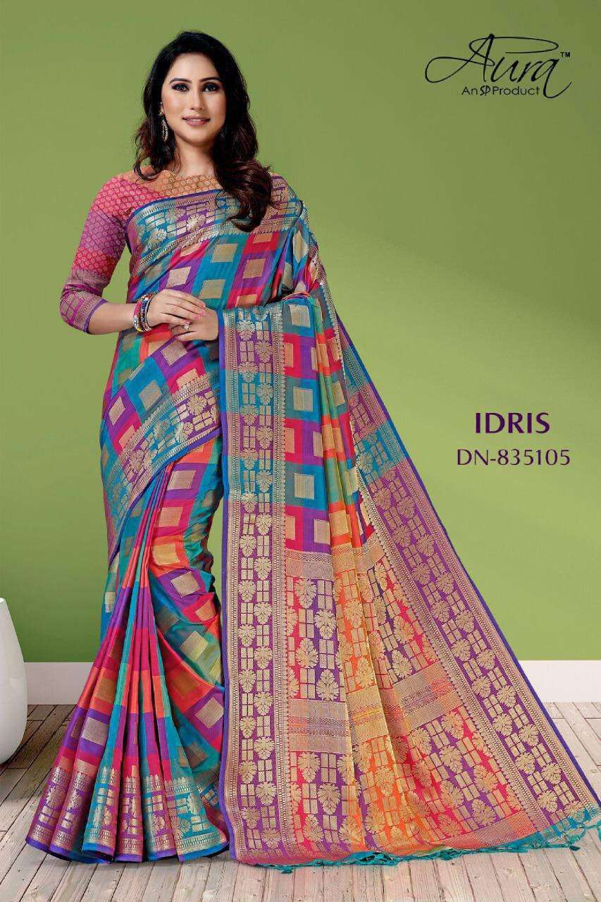 aura idris series 835103-835106 soft cotton saree