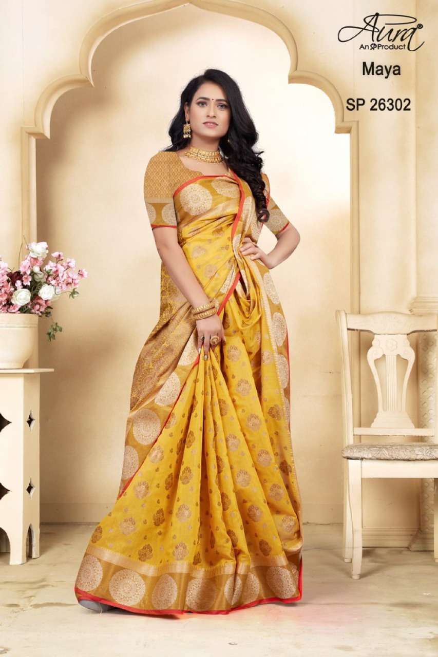 aura maya series 26301-26306 soft cotton saree