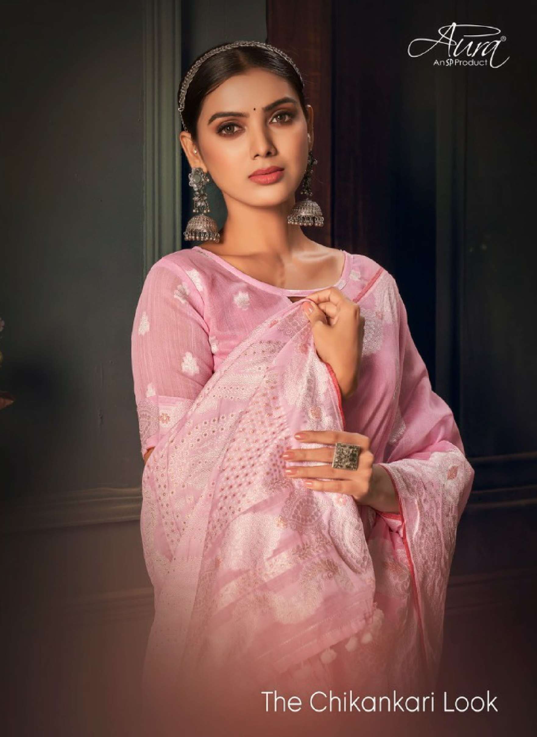 aura the chikankari look series 28201-28206 Soft Cotton saree