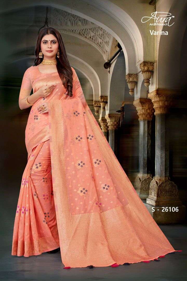 aura varina series 26102-26106 chanderi cotton saree