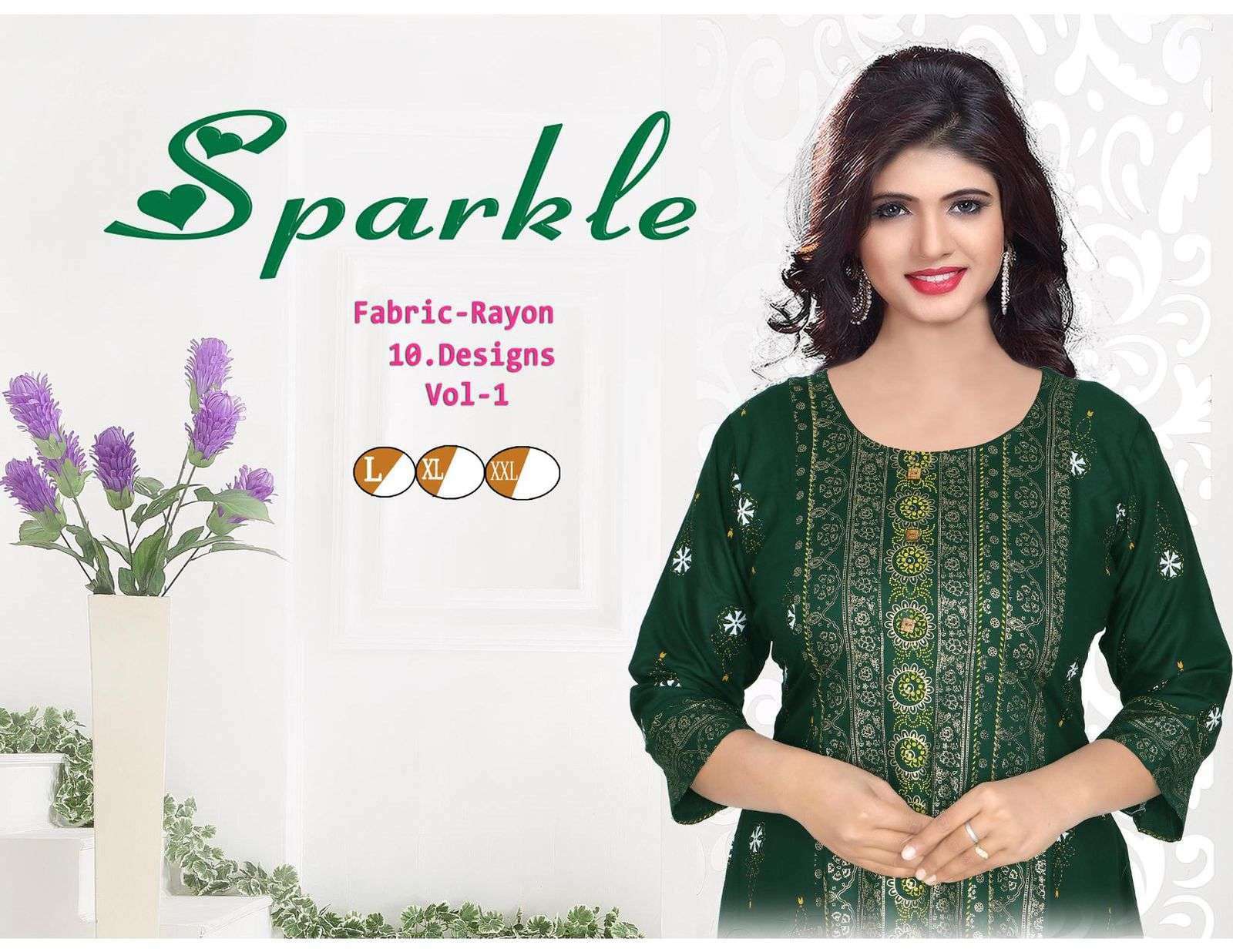 beauty queen sparkle series 01-10 Rayon Plain kurti