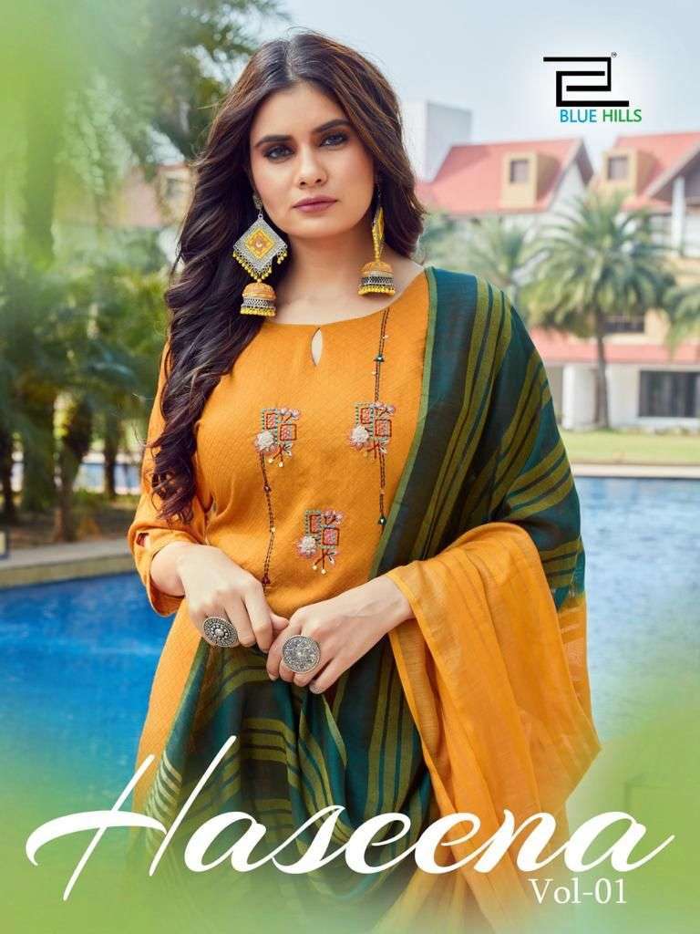 blue hills haseena vol 1 series 101-106 viscose dobby readymade suit