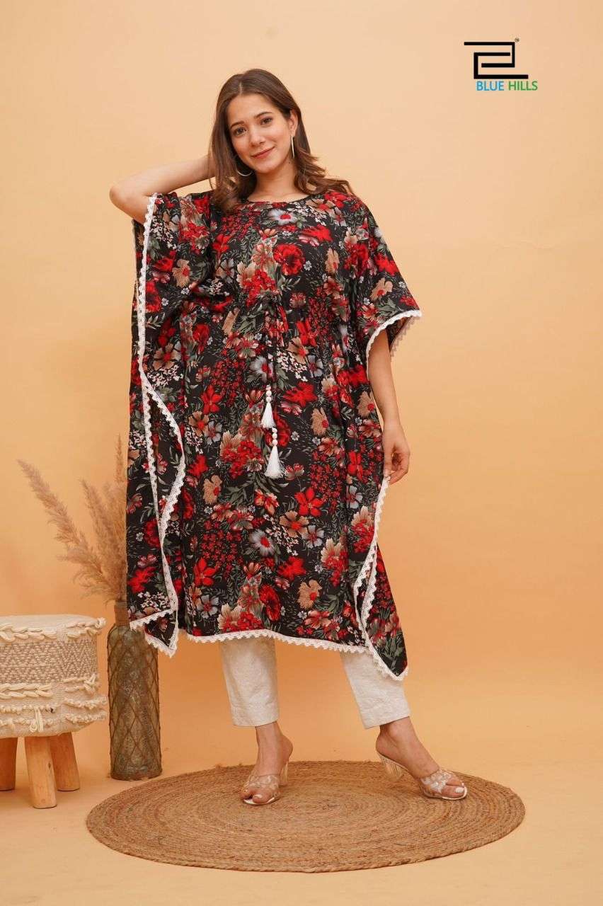 BLUE HILLS KOFU DESIGNER HEAVY AMERICAN CRAPE KAFTAN 