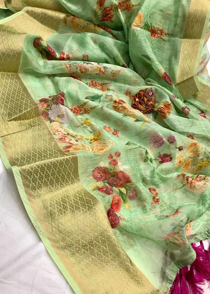 BT-06 DESIGNER PURE SILK AND LINEN SAREE 