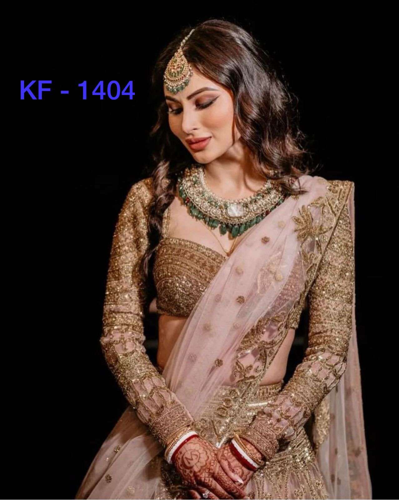 BT-13 KF-1404 DESIGNER HEAVY SOFT NET WITH WORK LEHENGA 