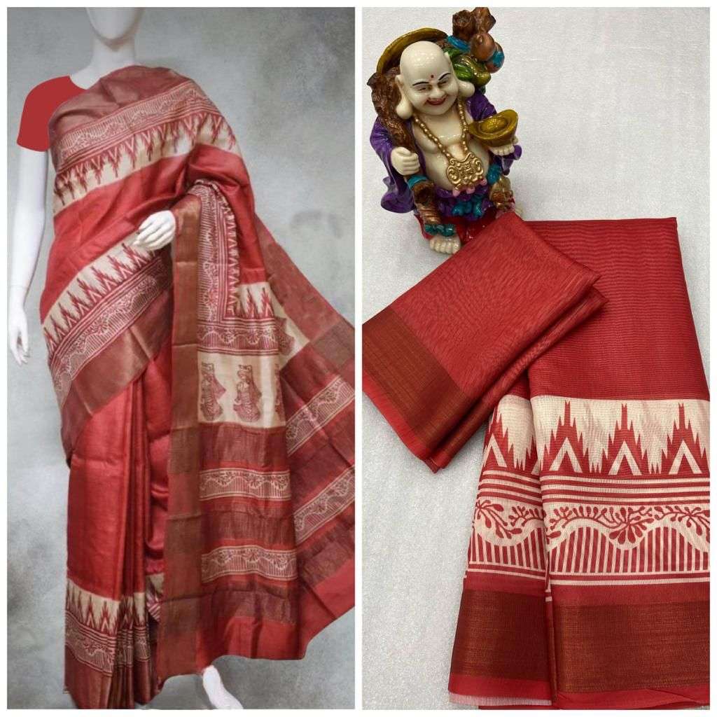 BT-42 DESIGNER TUSSAR COTTON SAREE JARI PATTA 