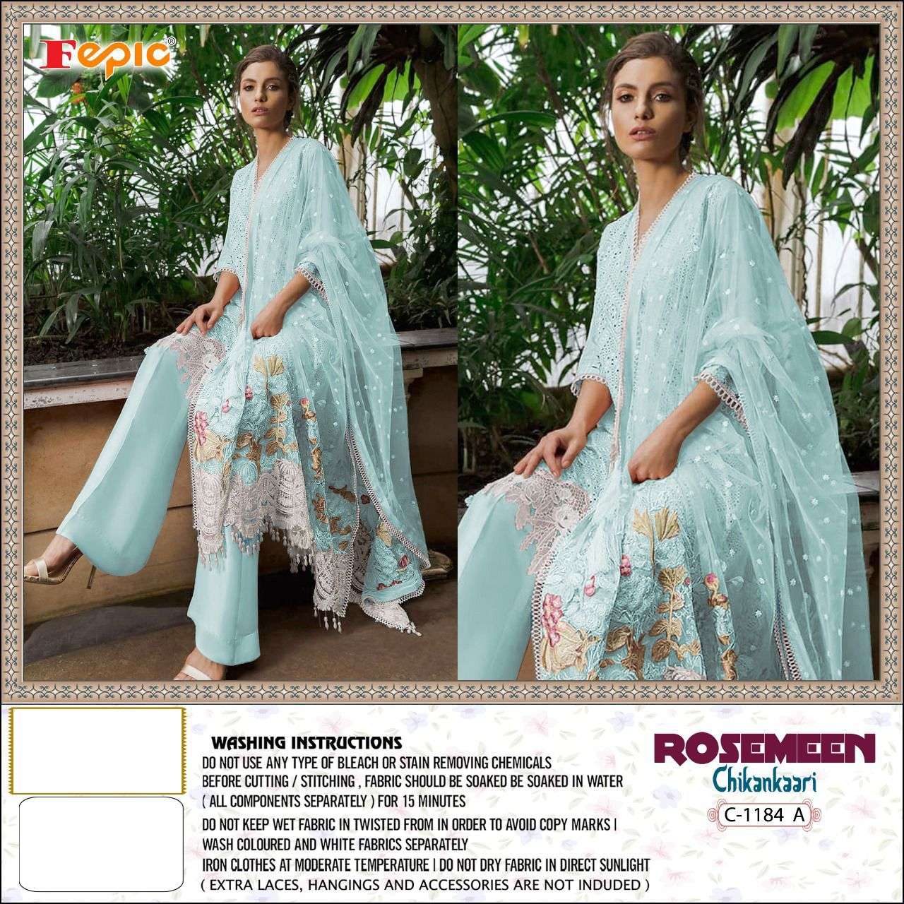 FEPIC ROSEMEEN C-1184 DESIGNER GEORGETTE CHIKANKARI SUIT 