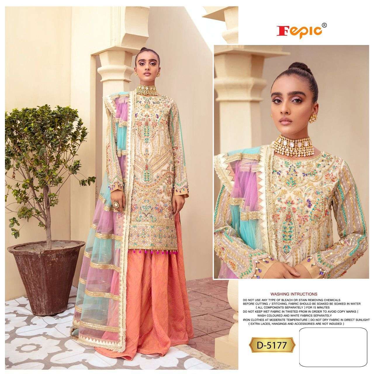 FEPIC ROSEMEEN D-5177 DESIGNER FAUX GEORGETTE SUIT 