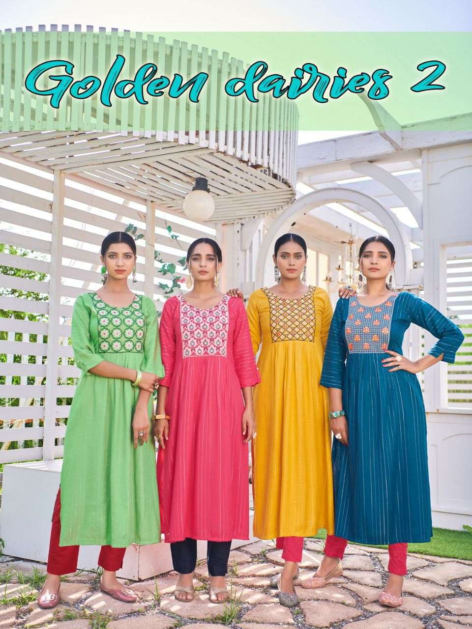 golden dairies vol-2 series 1001-1008 rayon slub 14 kg lurex kurti 