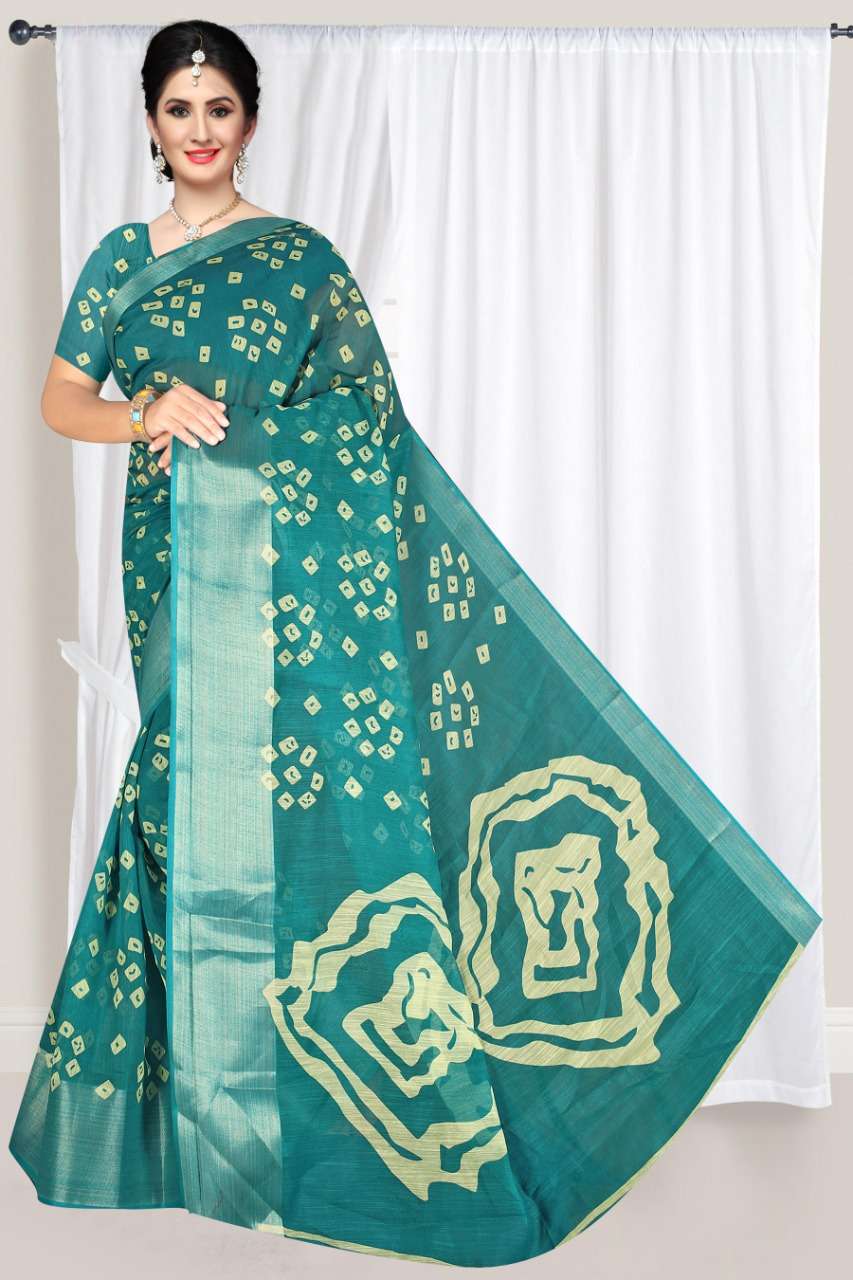 Green Chilli Vol-1 cotton print saree with zari patta 