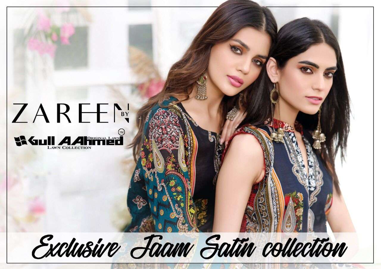 Gull Ahmed Zareen series 1001-1008 Jam Satin suit