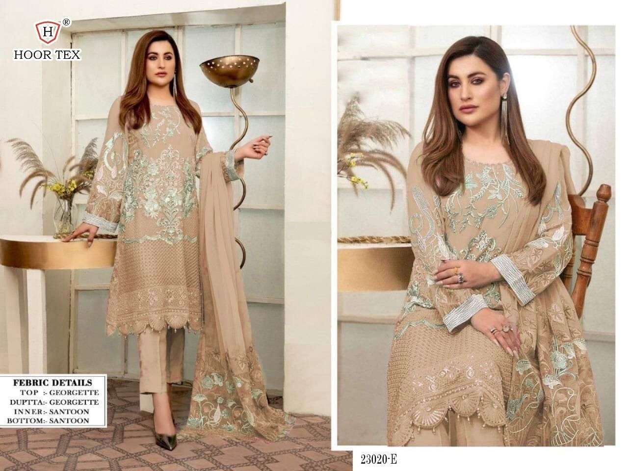 hoor tex 23020 faux georgette suit with beautiful embroidery work 